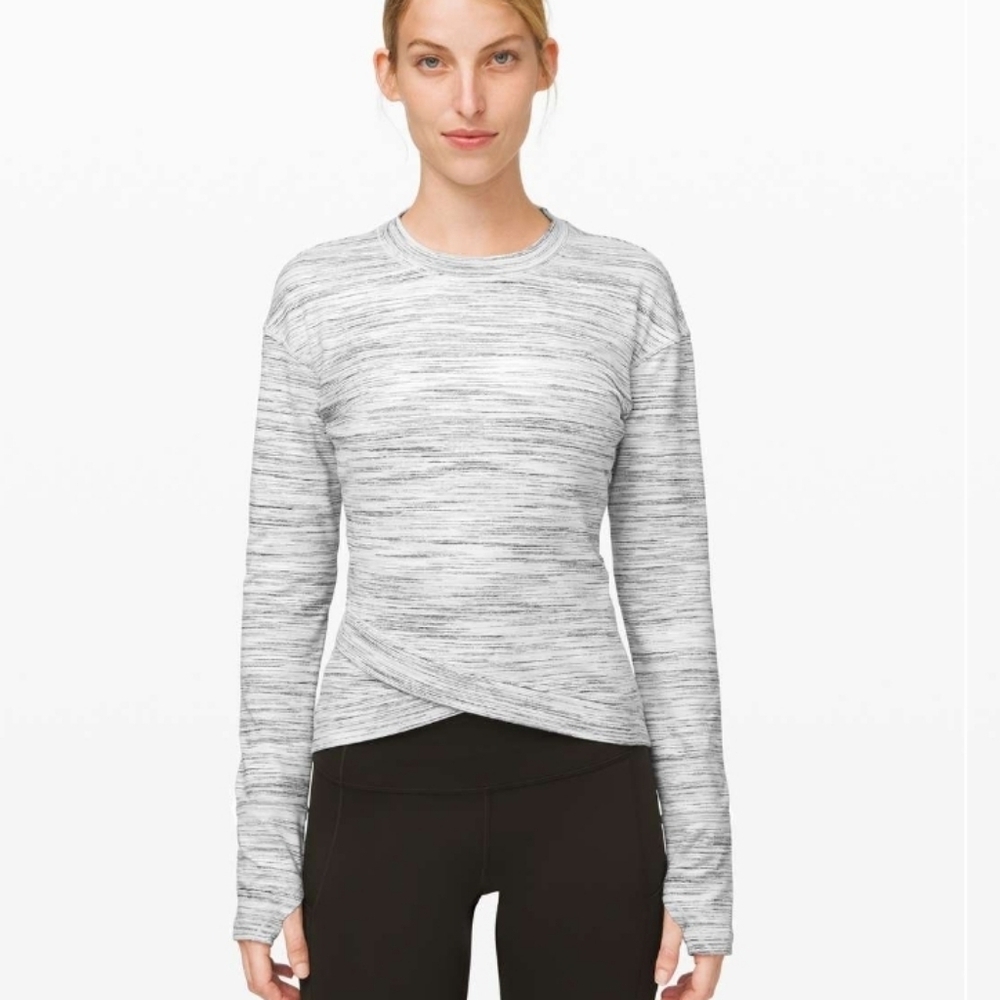 Lululemon Close to Crossing Long Sleeve *Rulu. White, Grey. Striped. Size XS